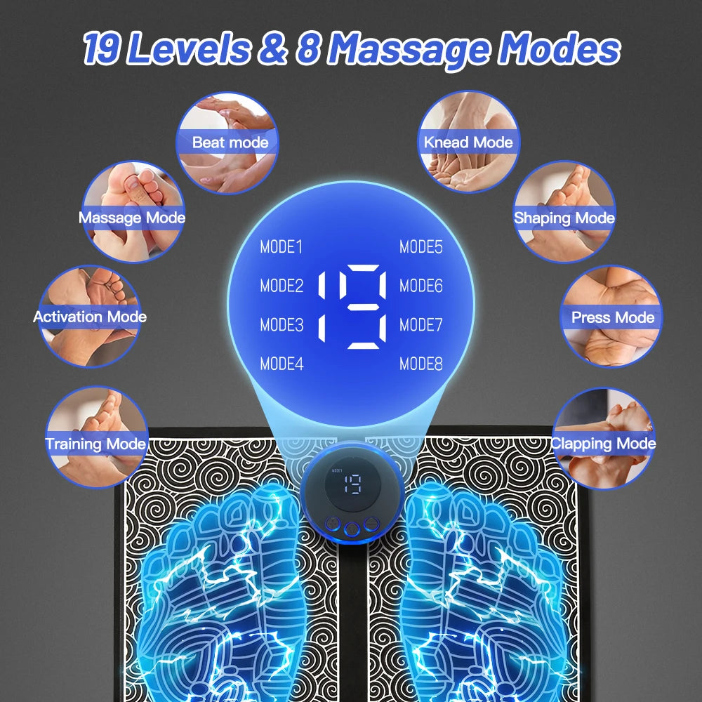 Almohadilla masajeadora de pies eléctrica, esterilla de masaje electroestimulador EMS, Masajeador muscular, relajación de pies, Masajeador de Fitness, carga USB