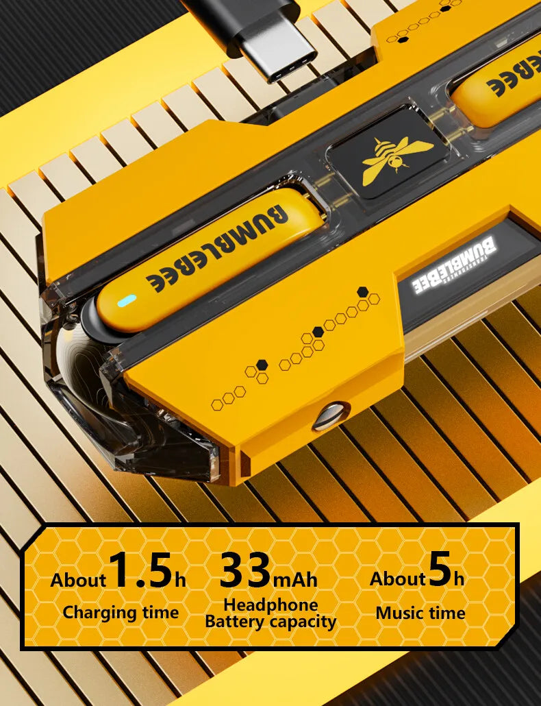 Auriculares Gamer TWS TF-T01 con Bluetooth 5.3, Cancelación de Ruido y Micrófono – Diseño Transformers