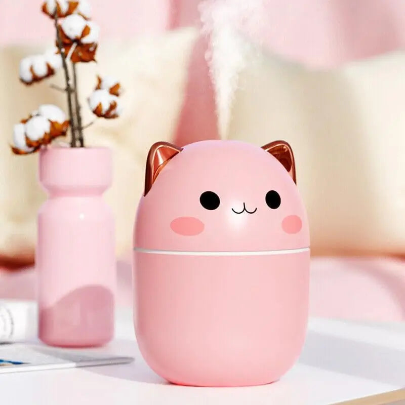 Gran oferta 250ml lindo gato humidificador de aire difusor USB generador de niebla Mini Humidificador con luz nocturna