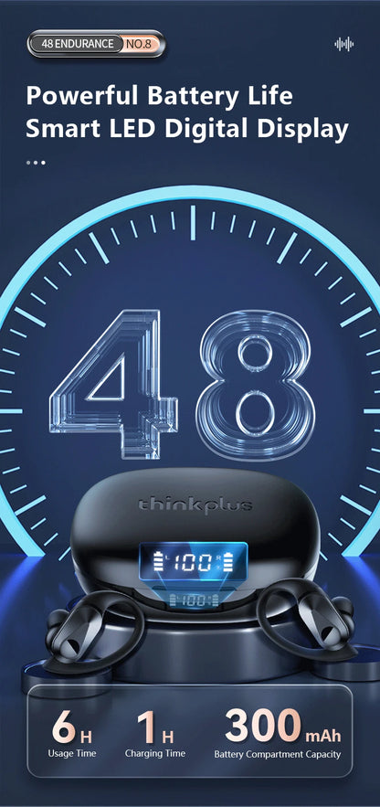 Nuevos auriculares deportivos Lenovo LP75 TWS, auriculares inalámbricos Bluetooth 5,3, auriculares estéreo HiFi resistentes al agua con reducción de ruido y micrófonos