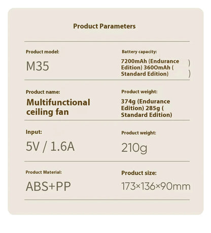 Ventiladores de techo portátiles, ventilador eléctrico LED recargable, lámpara de noche para el hogar, tienda de campaña al aire libre, ventilador colgante con Control remoto