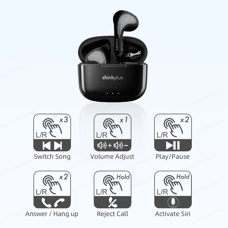 Lenovo-auriculares inalámbricos LP40 Plus, cascos con Bluetooth, reducción de ruido, 230mAh, HiFi estéreo, deportivos, con micrófono