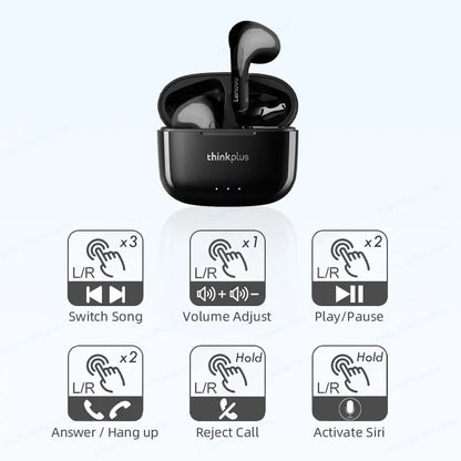 Lenovo-auriculares inalámbricos LP40 Plus, cascos con Bluetooth, reducción de ruido, 230mAh, HiFi estéreo, deportivos, con micrófono