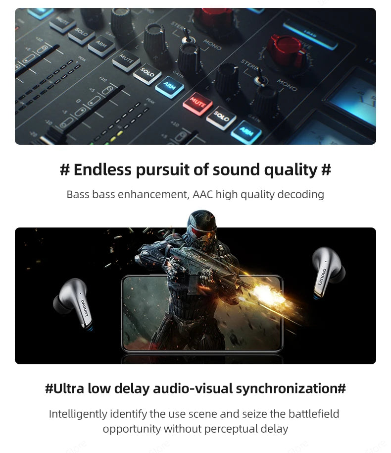 Lenovo-auriculares inalámbricos con Bluetooth LP5 100% originales, cascos de música HiFi con micrófono, deportivos, resistentes al agua, novedad de 2021