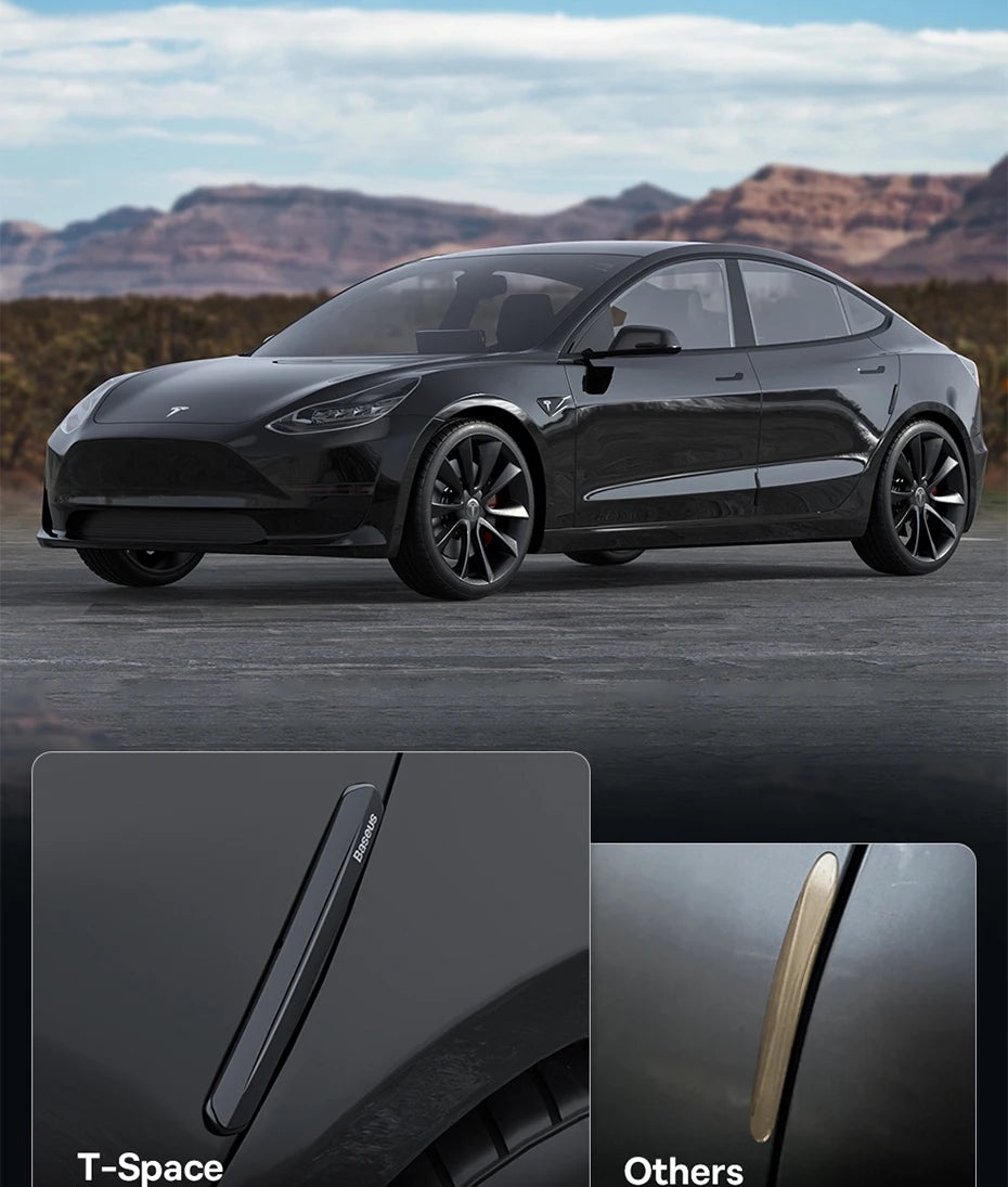 Baseus-tira anticolisión para puerta de coche, 6 uds., para Tesla Model 3/Y, pegatinas de barra protectora, cubierta de espejo retrovisor, tira protectora