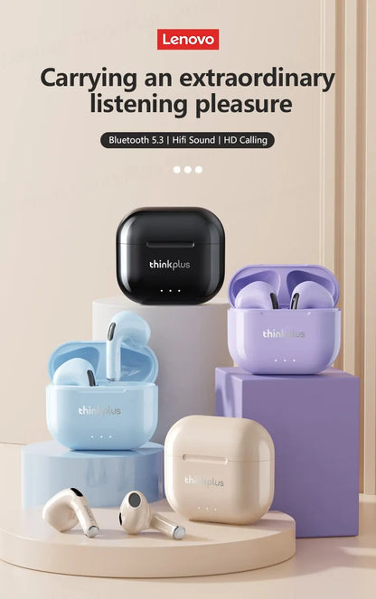 Lenovo-auriculares inalámbricos LP40 Plus, cascos con Bluetooth, reducción de ruido, 230mAh, HiFi estéreo, deportivos, con micrófono