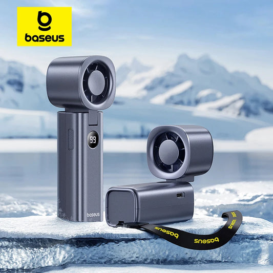 Ventilador Portátil Baseus Mini – Plegable, 5 Velocidades, Recargable 4000mAh para Hogar, Exterior y Coche
