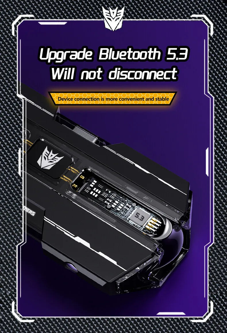 Auriculares Gamer TWS TF-T01 con Bluetooth 5.3, Cancelación de Ruido y Micrófono – Diseño Transformers