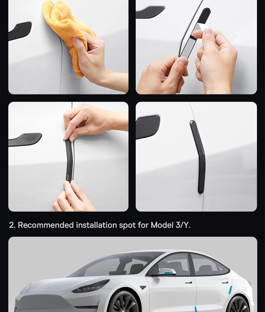 Baseus-tira anticolisión para puerta de coche, 6 uds., para Tesla Model 3/Y, pegatinas de barra protectora, cubierta de espejo retrovisor, tira protectora