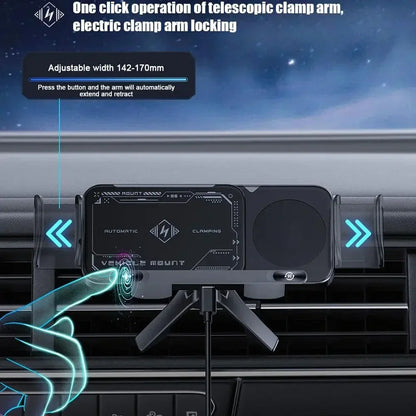 Soporte para teléfono móvil/almohadilla inteligente, soporte magnético para teléfono para coche, soporte para teléfono giratorio automático 2 en 1, cargador inalámbrico para coche