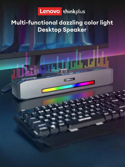 Barra de Sonido Lenovo TS33 con Subwoofer AUX y Bluetooth 5.0 – Sonido Envolvente 360° para PC y Cine en Casa