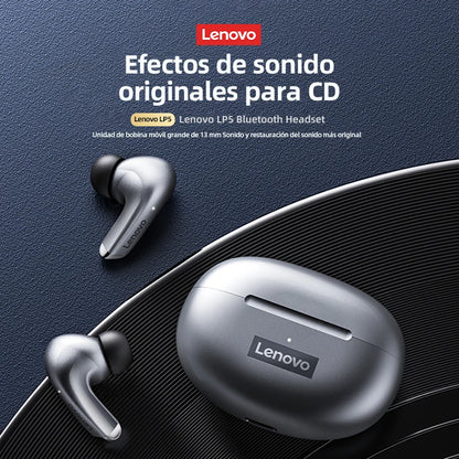Lenovo-auriculares inalámbricos LP5, audífonos de música HiFi con Bluetooth, micrófono, deportivos, resistentes al agua, 100% originales, novedad de 2021