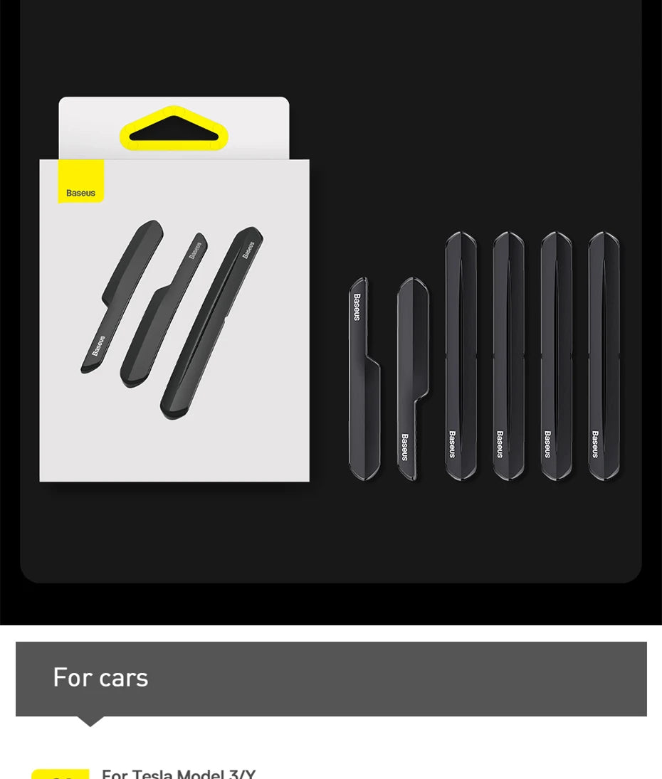 Baseus-tira anticolisión para puerta de coche, 6 uds., para Tesla Model 3/Y, pegatinas de barra protectora, cubierta de espejo retrovisor, tira protectora