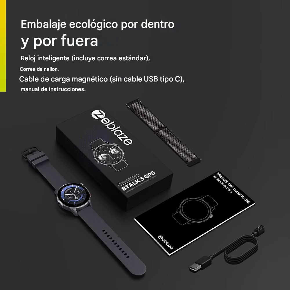 Nuevo Zeblaze Btalk 3 GPS Smartwatch pantalla AMOLED de 1,43 "doble correa Bluetooth llamadas reloj deportivo ritmo cardíaco SpO2 seguimiento del estrés